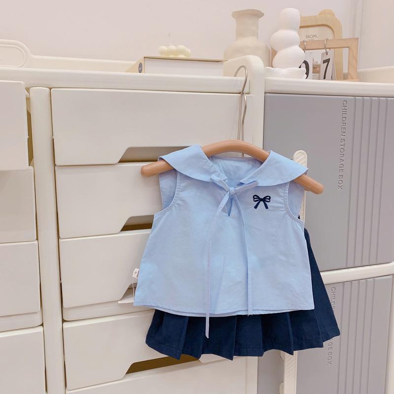 [Tiểu Yến KID] S1931-Quần áo hè bé gái đi học đi chơi, áo sơ mi và chân váy xếp ly 1