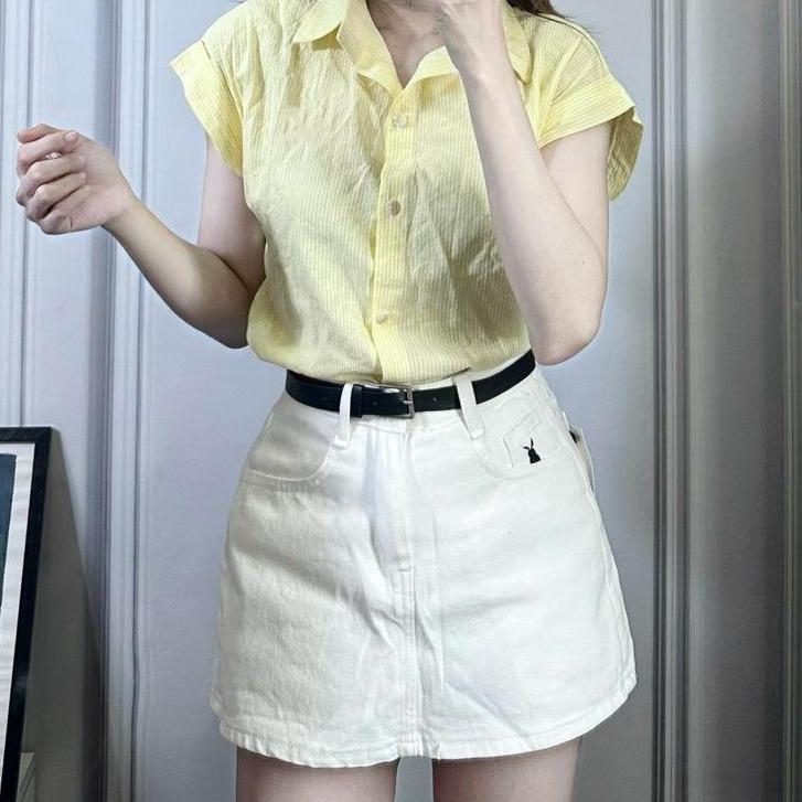 Quần Váy Jean Thêu Thỏ Chữ A Chất Không Giãn (Có Bigsize XS-4XL) - Nữ