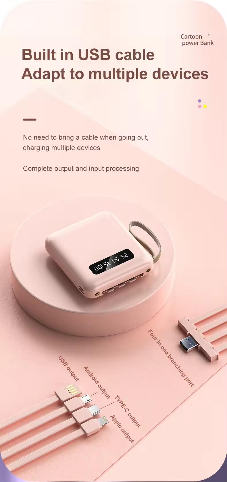 Product Introduction of 【COD】Hot Sale 20000mAh Mini Power Bank with 4 USB Ports Fast Charging and LED Display, Portable for iOS/Android Phone Charging - Power Bank Charger Pink (Free Shipping) 41