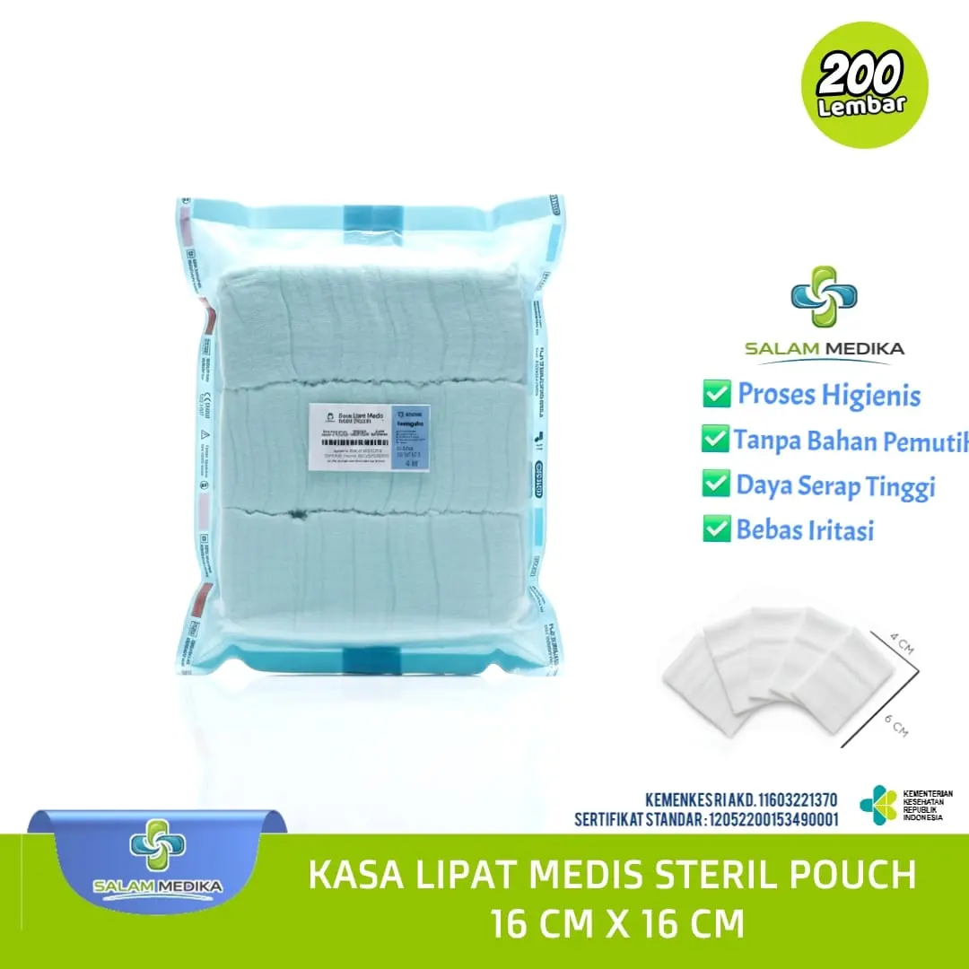 Salam Medika KASA STERIL 16X16 ISI 200 LEMBAR Ideal untuk Kantor Rumah & Sekolah Proses Higienis Tanpa Bahan Pemutih