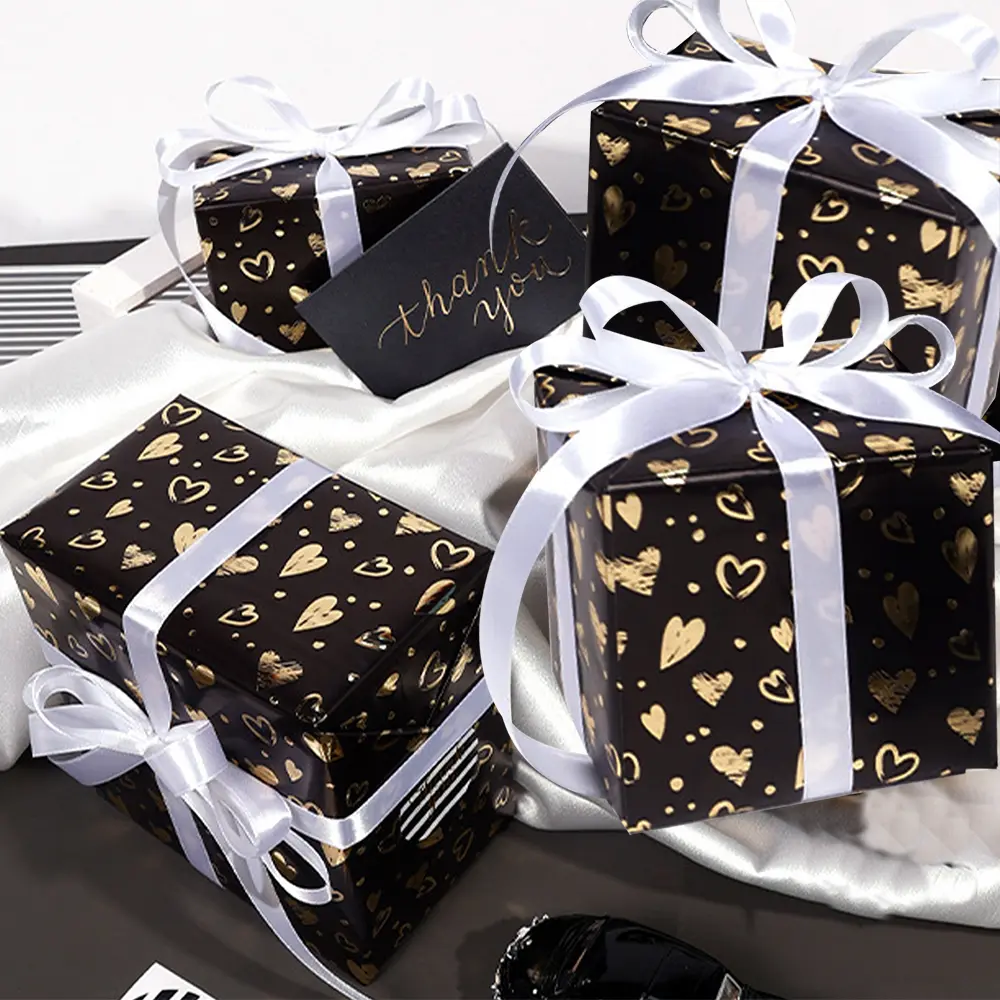 Art Paper Black Gold Gift Wrapping Paper Luxury Style Present Wrapper Premium Gift Wrapping Paper Suit for Birthday Wedding