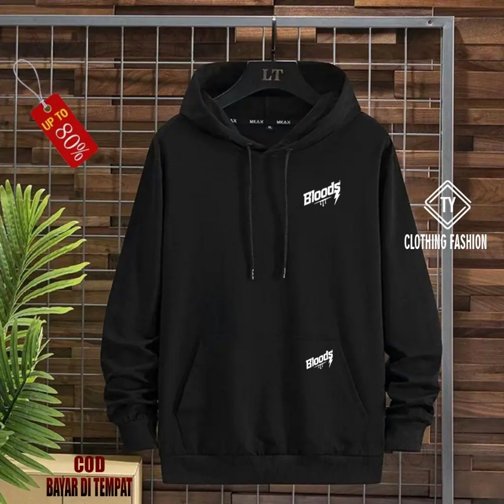COD Sweater Hoodie Jumper Bloods Logda ATB text Putih Jaket pria Wanita Terkeren Jaket Lagi Viral 2023 Sweater Murah Sweater Kata Kata Jaket Bandung Jaket Import