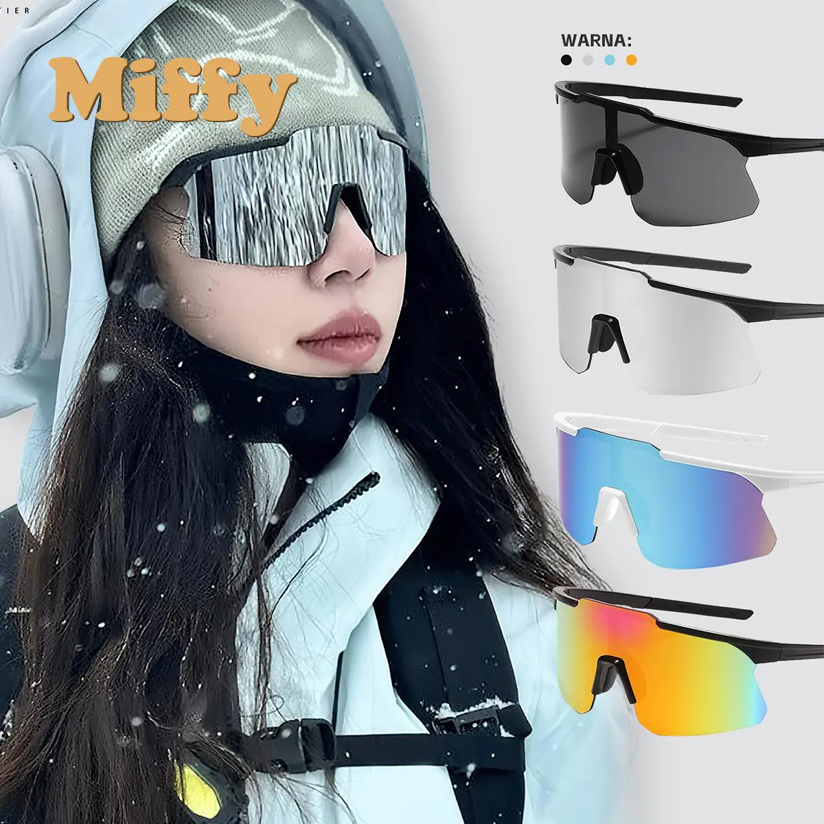 Miffy Kacamata Olahraga unisex Kacamata Sepeda Sporty Lensa Anti UV400