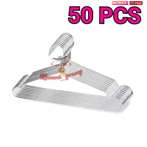 (ISI 50 PCS)HANGER KAWAT Gantungan Baju Stainlees Steel Hanger Baju Dewasa Anti Karat