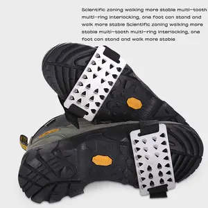 1Pair Ice Spike Anti Slip Stainless 26 Teeth Gripper Spike Adjustable Tightness For Any Shoe Type 4*10CM
