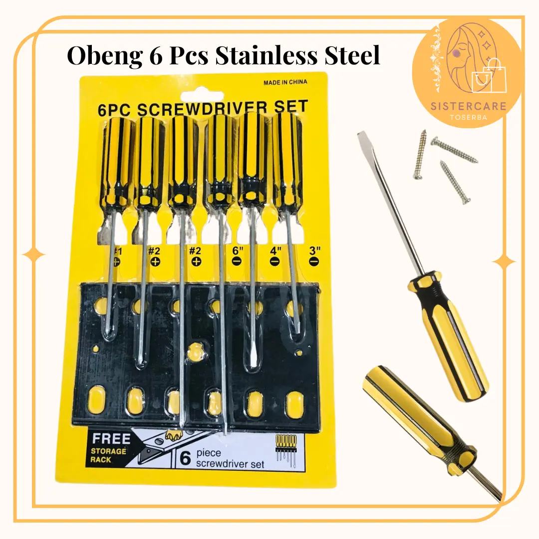 Set Obeng Radio [SISTERCARE] 6 pcs Plus Minus Screwdriver Setting Paket Obeng Kecil obeng  setmagnet