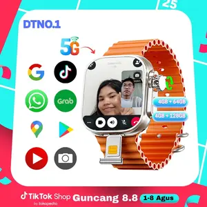Smartwatch Jam Tangan Pintar Android 5G(8+128GB) DTKamera Putar 5 MP dengan Kartu SIM, WiFi, dan Bluetooth