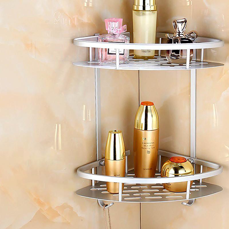 Rak Kamar Mandi Toilet Rack Tempat Sabun Aluminium Serbaguna Rak Sabun Handuk 2 Susun 1