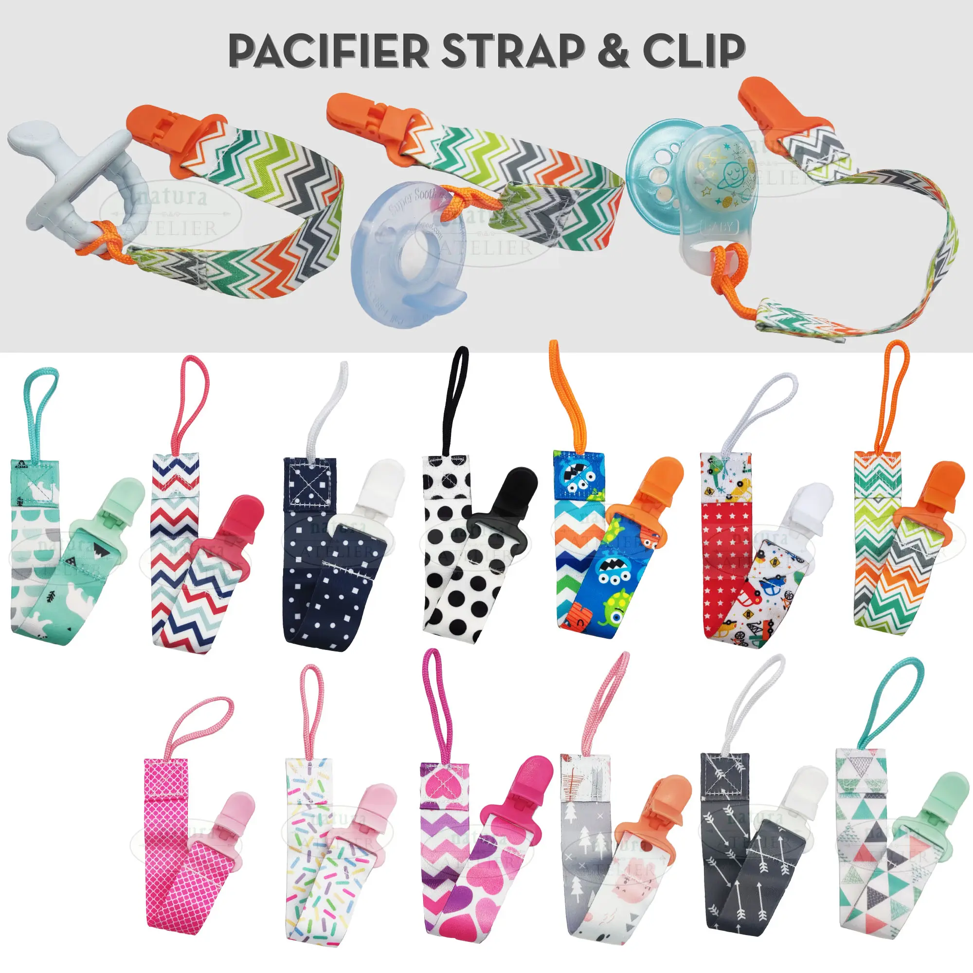 Baby Pacifier Strap Clip Chain, Puting Tali Leash Infant Nipple Soother Holder