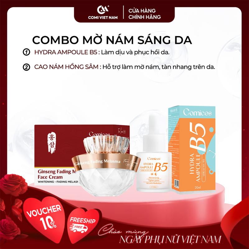 [COMI VIETNAM] Combo Dưỡng Ẩm & Mờ Nám - Serum B5 HA 20ml & Cao Nám Hồng Sâm 20g - Cấp Ẩm & Phục Hồi Da Tức Thì - Dành Cho Da Nhạy Cảm & Cần Cấp Ẩm