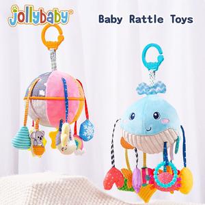 Infant Sensory Development Hand Grip Toys Soft Plush Baby Rattles Toy With Teether Suitable for baby wearing, stroller