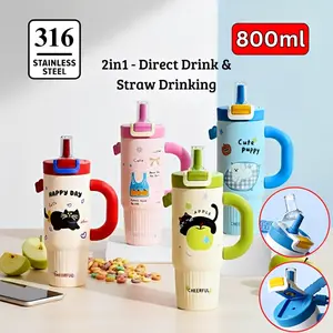 Tumbler Mug 2in1 Stainless Steel 800ml / Tumbler Vacuum Cup Cheerful Your Joy Life