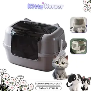 Cat Litter Box Big Size Cat Toilet Full Tertutup Tempat Pasir Kucing Tempat Pup Free Sekop