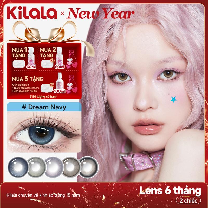 Kính áp tròng 6 tháng Kilala bộ màu hot bán chạy Nâu Xám Đen DIA 14.2-14.5mm độ cận 0-7 lens êm mềm dưỡng ẩm tốt đeo thoải mái không khô rát tạo hiệu ứng tự nhiên sang nhẹ dễ phối makeup hằng ngày