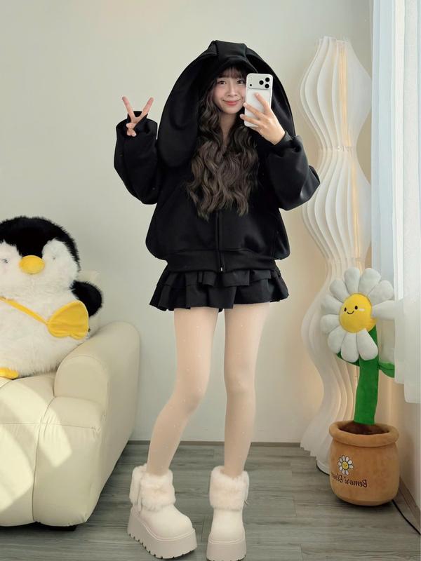  BST MỚI 2025 ÁO KHOÁC FORM CROPTOP DÁNG NGẮN HOODIE ZIP  DÀY TAI THỎ DÀI KÍCH THƯỚC ĐA DẠNG PHÙ HỢP NHIỀU PHONG CÁCH THỜI TRANG 