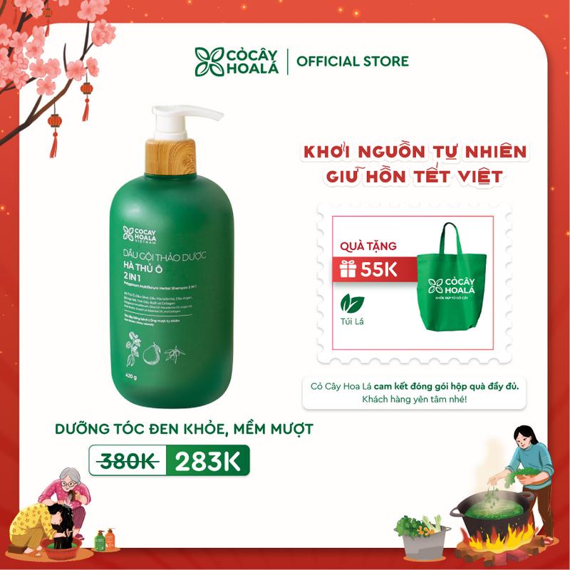  Dầu Gội Thảo Dược Hà Thủ Ô 2IN1 Cỏ Cây Hoa Lá 420G Giúp Giảm Gãy Rụng Giúp Tóc Trông Dày và Bồng Bềnh 
