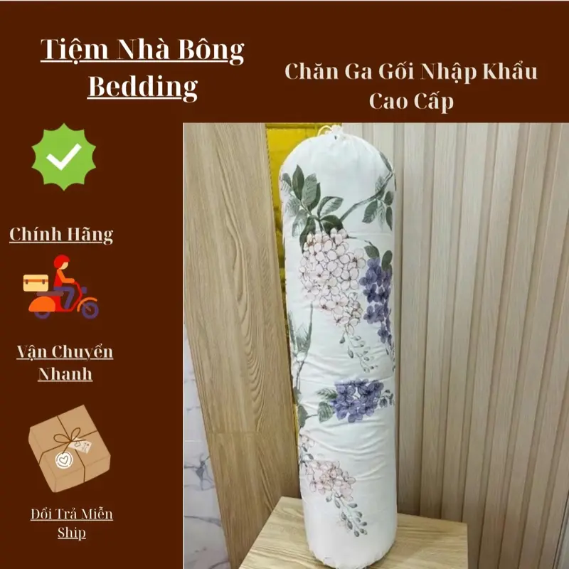 Cỏ Gối ôm lụa thái 35x100cm dây buộc,phi lụa thái thoáng mát mềm mại Vỏ Gối