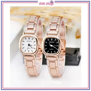 Jam Tangan Kuarsa Wanita Model Skala Sederhana Model Dial Kecil Jam Tangan Tali Baja Modis jam rantai  kecil korean style