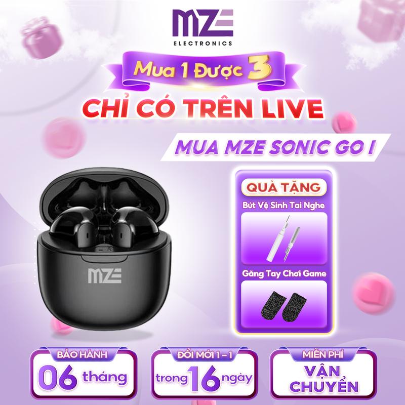 [TẶNG GĂNG TAY + BÚT VỆ SINH] Tai nghe bluetooth không dây MZE Sonic Go II BE02, chống nước, giảm ồn, micro đàm thoại, nhét Tai earphone Nghe Nhạc tai nghe iphone