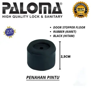 PALOMA Penahan Pintu PALOMA DSP 003 KARET HITAM Door Stopper Rubber Tinggi 2.5cm Diameter 3.5cm Bahan Karet Berkualitas Tinggi untuk Melindungi Jari dari Terjepit