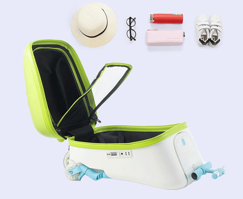 Product Introduction of 20 Inch Boarding Suitcase for Children ABS & PC Material Lazy Cart Mountable Baby Luggage Sets with Walking Feature Kid's Stroller Riding Suitcases For Travel 6