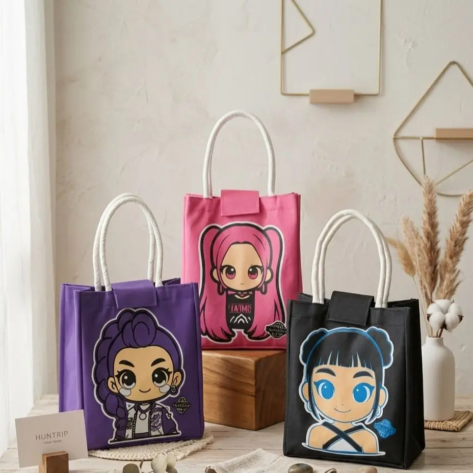 Lunch bag perekat tas bekal serbaguna tali sumbu putih