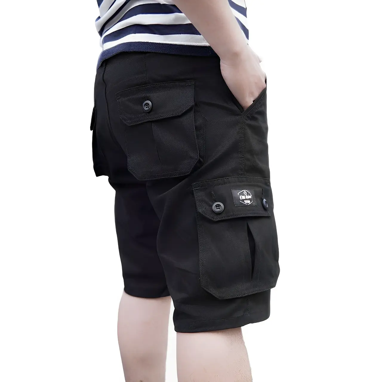 KARGO Celana Pendek Cargo Pria Dewasa Distro Polos American Drill Hitam Army 27 38 Tebal Katun - Shorts pas motif cuci kering