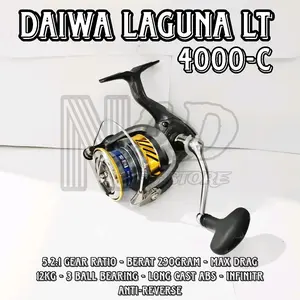 Reel Pancing Daiwa Laguna LT 4000-c 3 Ball Bearing 5.2:1 gear ratio - berat 290gram - max drag 12kg - 3 ball bearing - long cast abs - infinitr anti-reverse