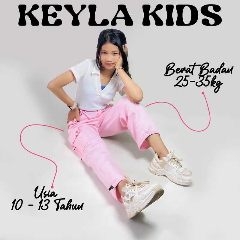 FUTI ID Keyla KidsCelana Cargo Anak Perempuan - Ukuran 10-13 Tahun - Fashion liburan 12-13 tahun 6