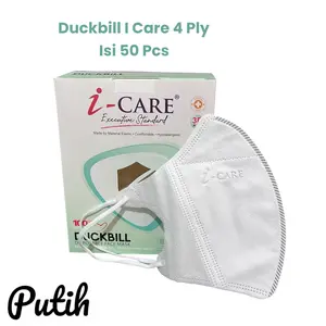 Masker Duckbill I Care anti embun Embos 4 ply isi 50 pcs Abu Hitam Putih