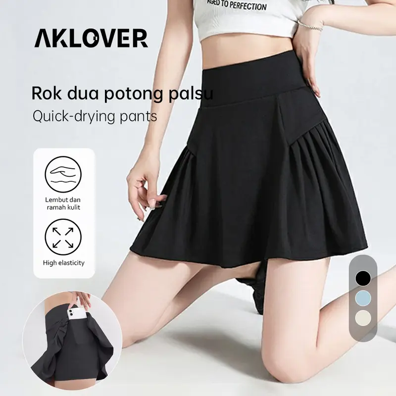 AKLOVER Rok Legging Pendek High Waist Olahraga Wanita Skirt Yoga Gym Fitness Sport Tennis Golf Celana 0