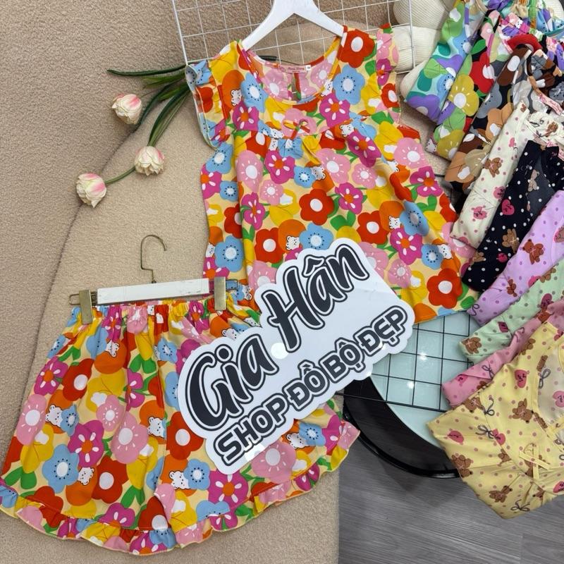  Đồ Bộ Cho Nữ Mặc Nhà Quần Ngắn Có Túi 2 Bên Áo Form Rộng Thoải Mái Cổ Tròn Viền Ren Nơ Xinh Chất Vải Lụa Hàn Mềm Mịn Mát 