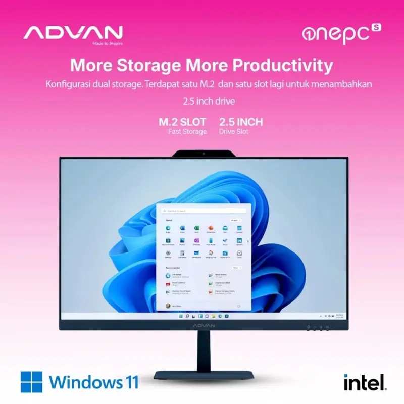 Advan All In One PC AIO One PC S Intel N100 4GB/128GB Windows 11 Original 5