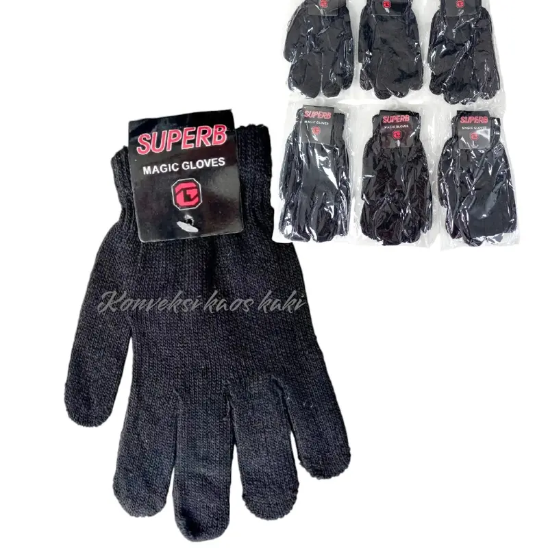 Sarung Tangan Rajut Hitam Polos untuk Pria dan Wanita Dewasa - 1 Pasang Gloves 7