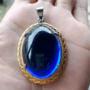 Liontin Bandul Oksidian King Safir Nyelou Citrin Super Jumbo DiM 20x35 Batu Permata Asli Kualitas Premium