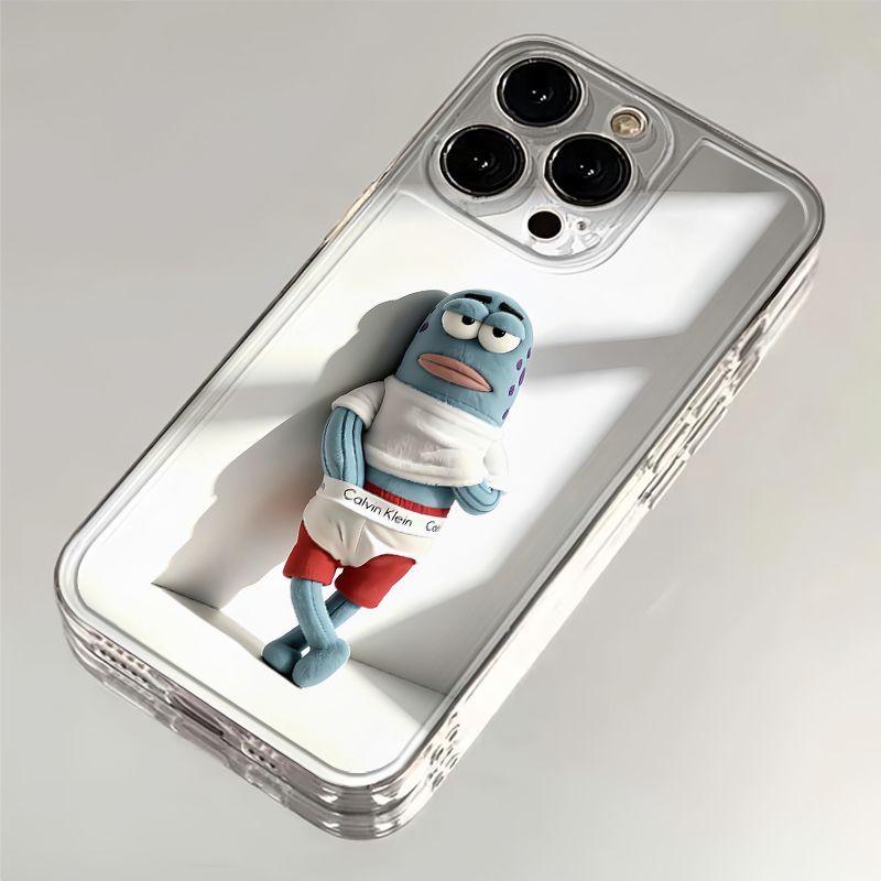 Case with 3D style of sad fish pattern. Clear case with space pattern, finely…