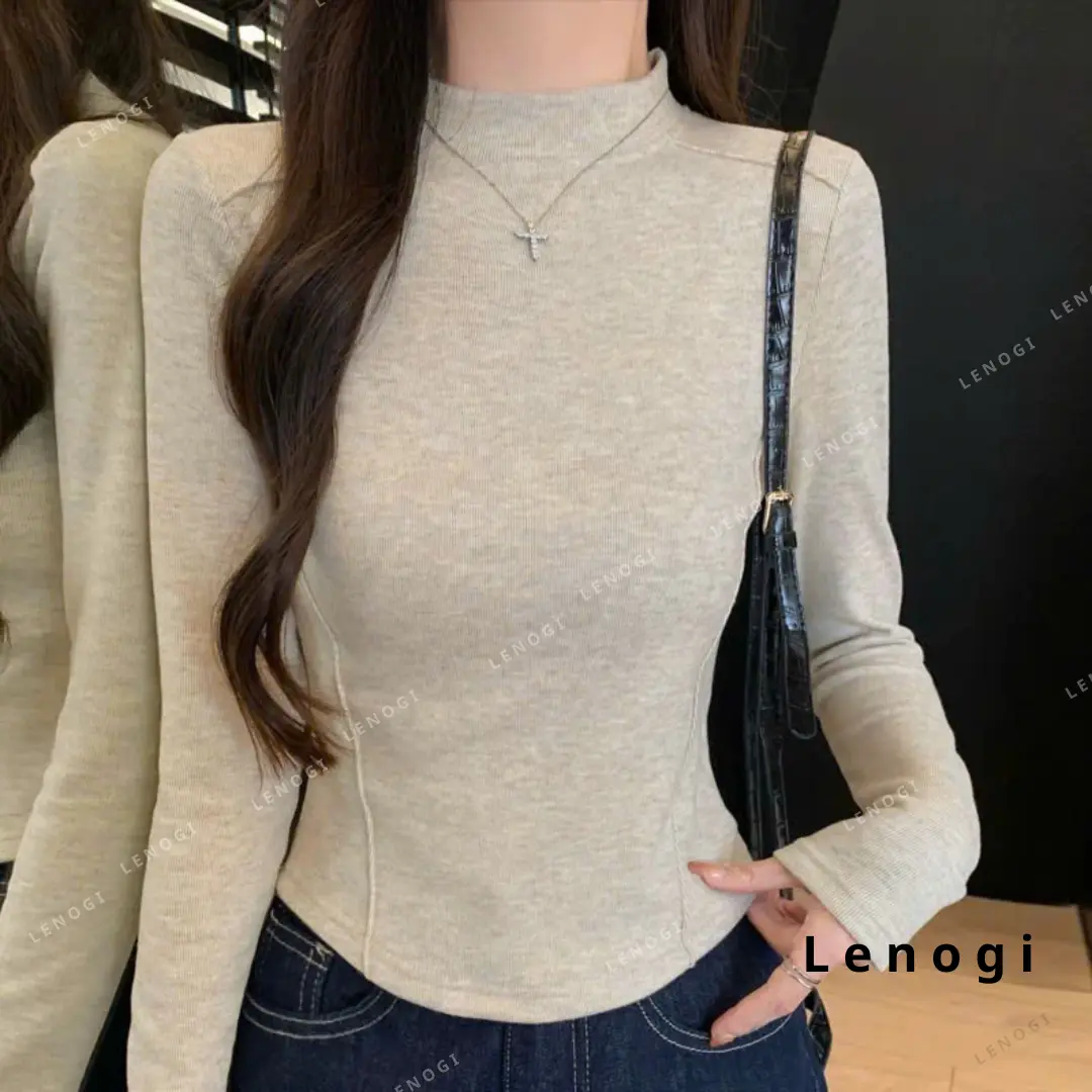 Áo giữ nhiệt tăm lông thỏ vạt bầu Lenogi Áo cổ 3p  chất liệu vải nỉ tăm thỏ ôm body giữ nhiệt tốt A46 | BigBuy360 - bigbuy360.vn