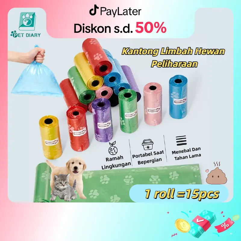 Kantong Sampah Kucing Kantong Plastik Kotoran Anjing Roll Refil Poop Bag Aksesoris Hewan cat litter plastic