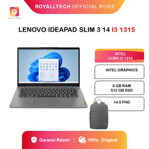 Laptop LENOVO IdeaPad Slim 3 14 Intel Core I3 1315 ram 8GB ssd 512GB Layar 14” FHD Windows 11 + OHS | Laptop Tipis - Laptop Kerja Laptop Kuliah