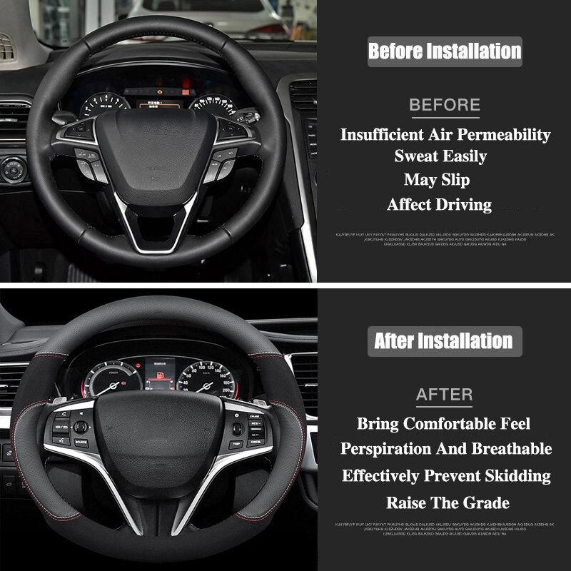 Product Introduction of 【Ready Stock】For Mitsubishi Leather Car Steering Wheel Cover For ASX Triton Pajero Outlander Attrage Mirage Xpander Lancer Adventure Grandis Storm Fuso Montero Wear-Resistant and Non-Slip 3