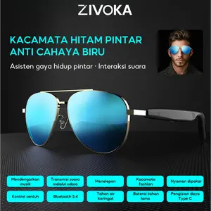 [Pilihan Bergaya]ZIVOKA Solara 06 Kacamata Bluetooth Pintar, Kacamata AI Berwarna, Bluetooth 5.4, Perlindungan UV, Kualitas Suara HiFi, Kacamata untuk Panggilan, Unisex