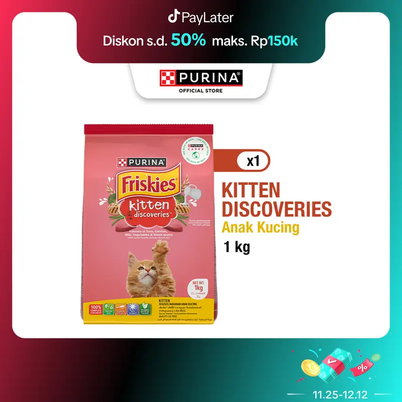 FRISKIES Kitten Discoveries Makanan Anak Kucing Kering 1kg 0