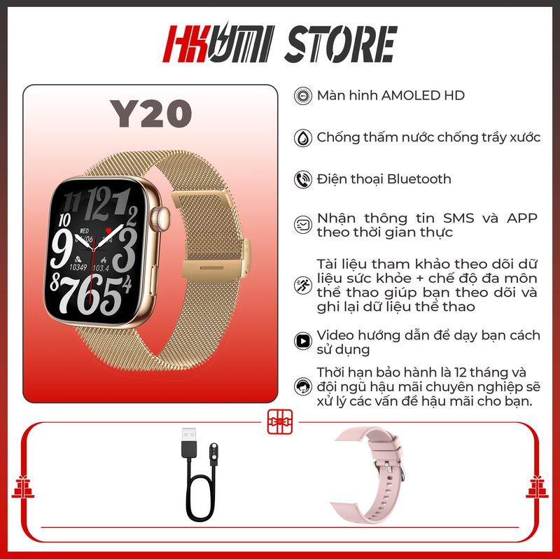 Đồng Hồ Thông Minh, Y20 Mới, 1.85AMOLED, Đo nhịp tim, Thời Trang, Thể Thao và Theo Dõi Sức Khỏe, Chống Thấm Nước, Bluetooth, Thích Hợp Để Bơi Lội, Với Vòng Đeo Tay GPS Đồng Hồ Thông Minh