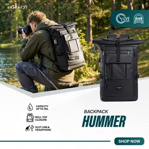 EVERNEXT Tas Ransel Pria Waterproof Backpack Outdoor Pria Tas Travel Hummer Tas Backpackeran Pria