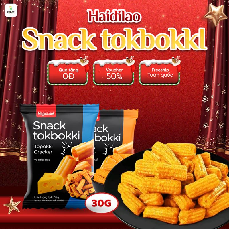  Bánh Snack Tokbokki 2 Vị Hot Trứng Muối & Phô Mai Giòn Đậm Đà 30g 