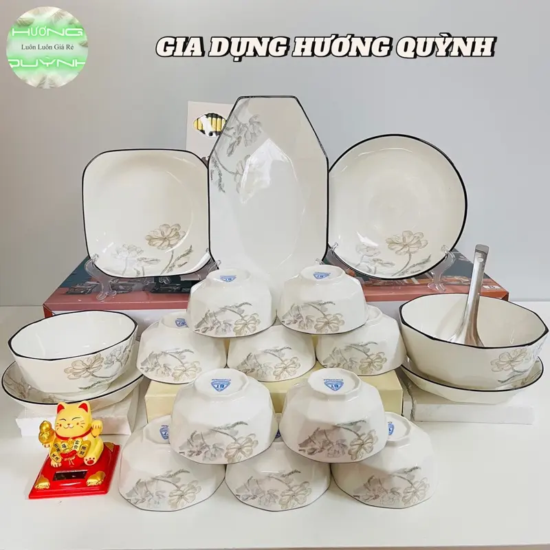 Bộ bát Hoa Kim Cương , gốm sứ cao cấp