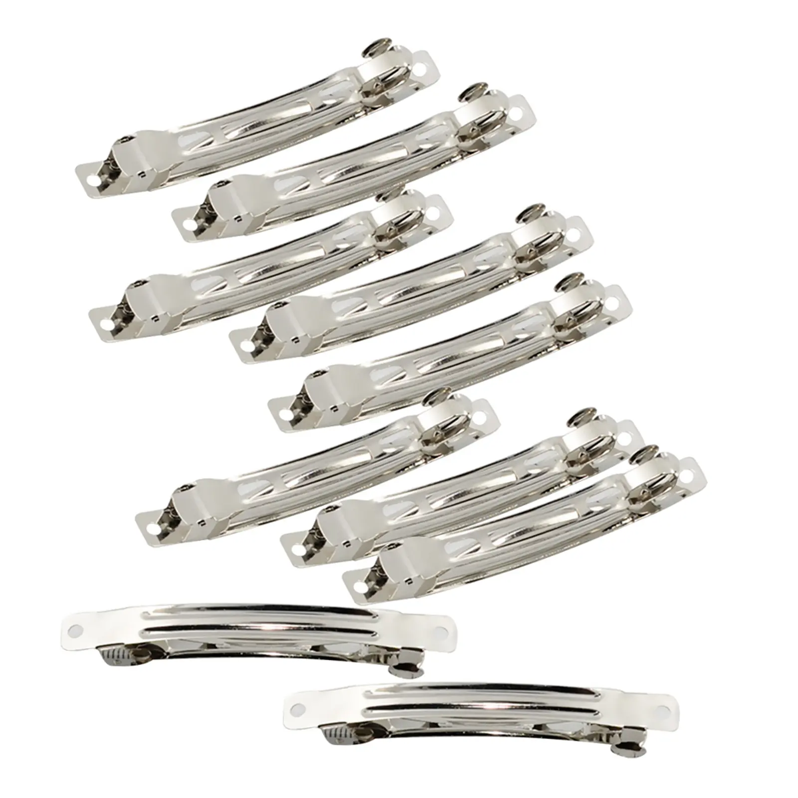 10/50 Pack French Barrettes Hair Clips Metal Clips Bow Metal Silver French Barrette Hair Clips for Crafts Bows