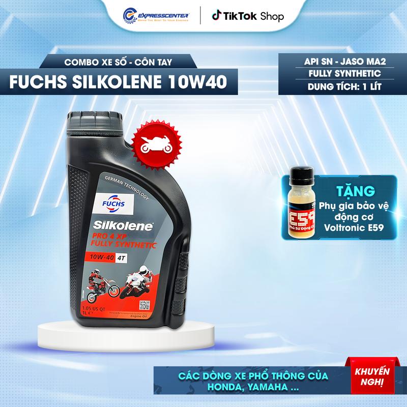  Dầu Nhớt Xe Moto Fuchs Silkolene Pro 4 10W40 XP 1L - Bảo Vệ Chống Mài Mòn & Giảm Ma Sát Động Cơ 