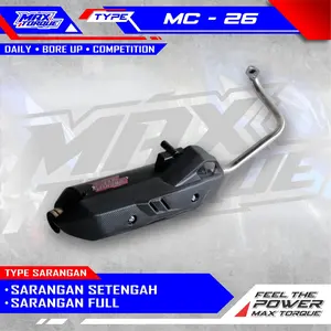 MAX TORQUE Knalpot Standar Racing Type MC-26 BRAKET 1 Moncong Cincin Suara Bass Adem Dan Gahar untuk Vario Nmax PCX Beat Mio Scoopy Fino Genio Xeon