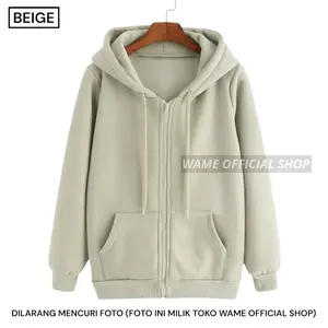 JAKET ZIPPER HOODIE POLOS M,L,XL,XXL BEIGE PRIA WANITA WAME sweater hoodie cowok Abu Army Biru Fleece Hijau Hitam Kuning Merah